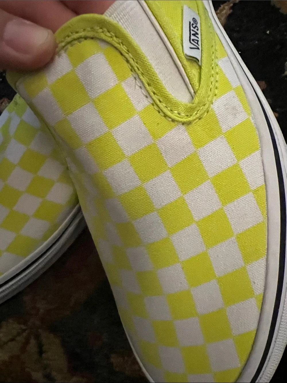 Vans Neon Yellow Checkerboard Slip-On Sneakers Womens 9.5 Men 8 NWOB
